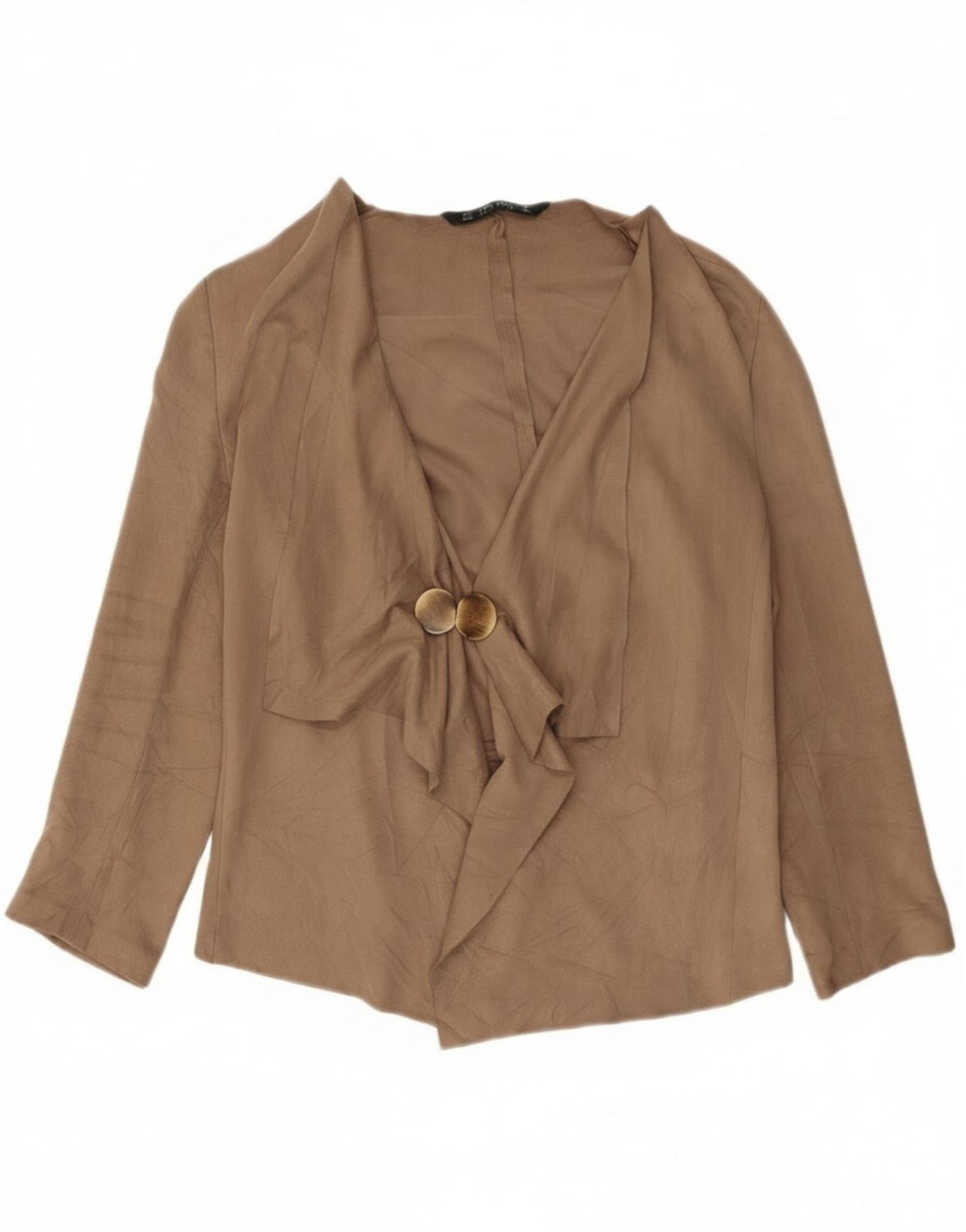 Женский кардиган с рукавом 3/4 Zara UK 14, средний бежевый полиэстер