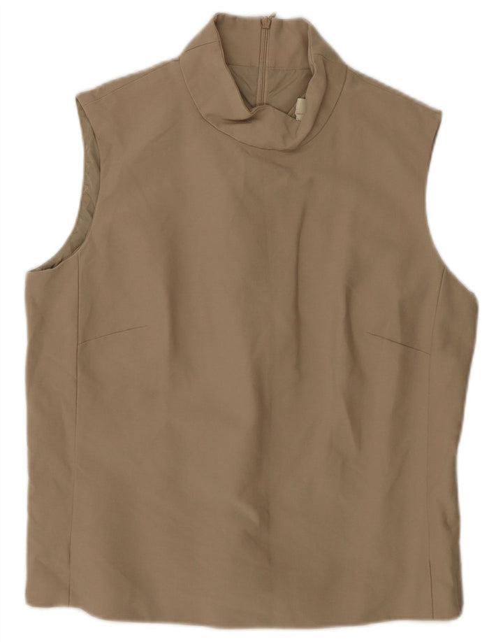 Женская блузка без рукавов Max Mara Top UK 10, маленький размер, бежевый хлопок