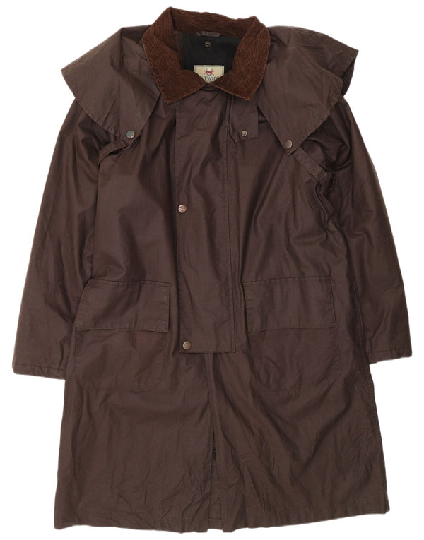 J. Crew Mens Waxed Cotton Trench Coat UK 40 Large Brown Cotton