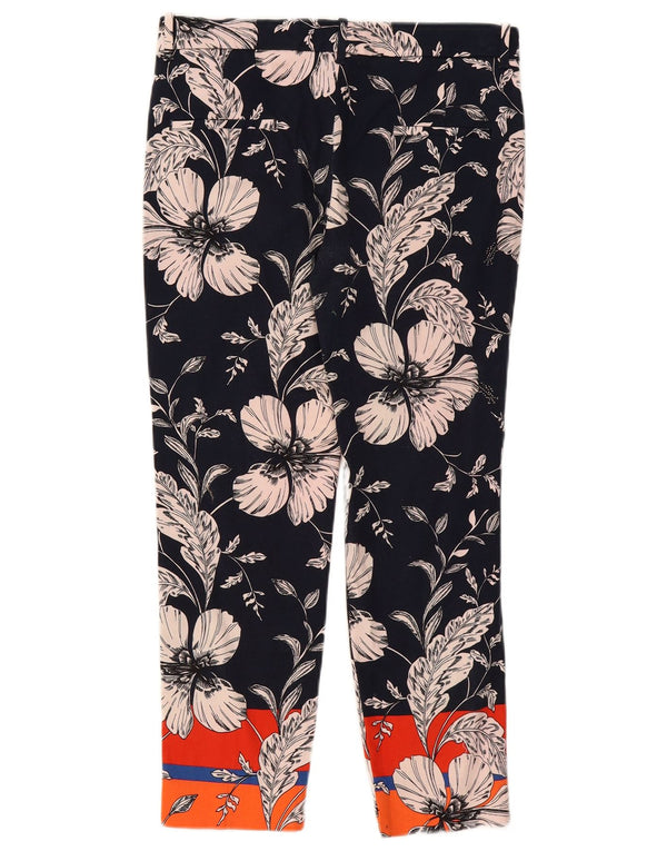 Женские укороченные брюки Zara EU 36 XS W26 L25 Темно-синие хлопковые с цветочным принтом