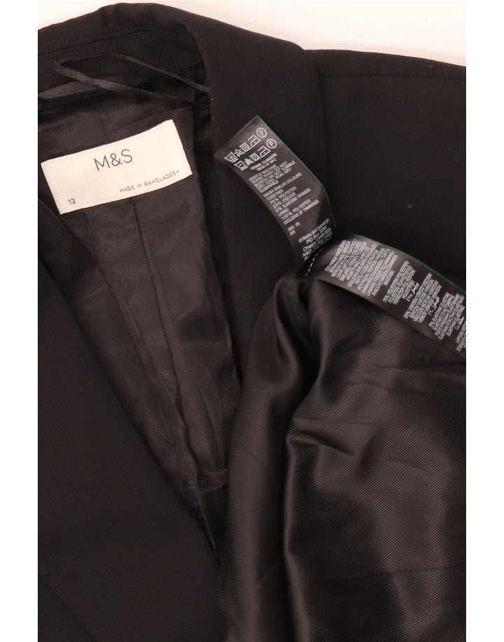 Женский пиджак на 1 пуговице Marks & Spencer, Великобритания 12, средний черный полиэстер