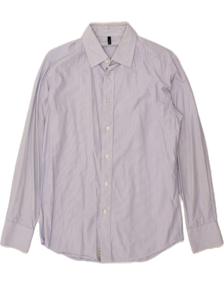BENETTON Mens Shirt Medium Blue Pinstripe Vintage Benetton and Second-Hand Benetton from Messina Hembry 