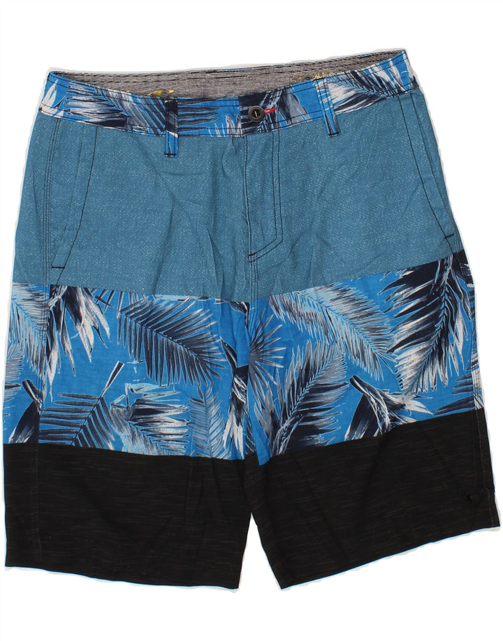 O'NEILL Mens Abstract Pattern Chino Shorts W30 Medium Blue Colourblock Vintage O'Neill and Second-Hand O'Neill from Messina Hembry 