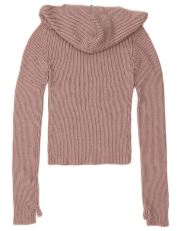 Женский укороченный джемпер с капюшоном Zara UK 12, средний розовый вискоза
