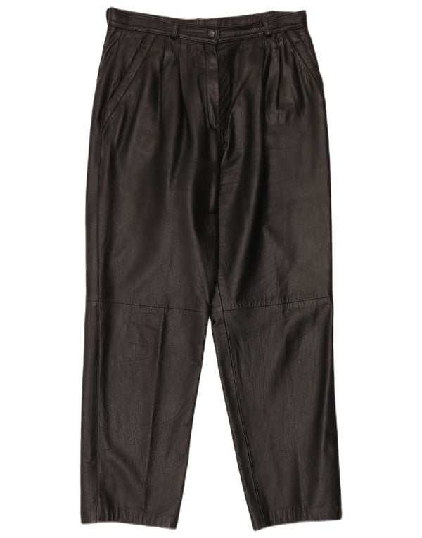 Beged-Or Womens High Waist Leather Trousers EU 44 XL W30 L30 Black