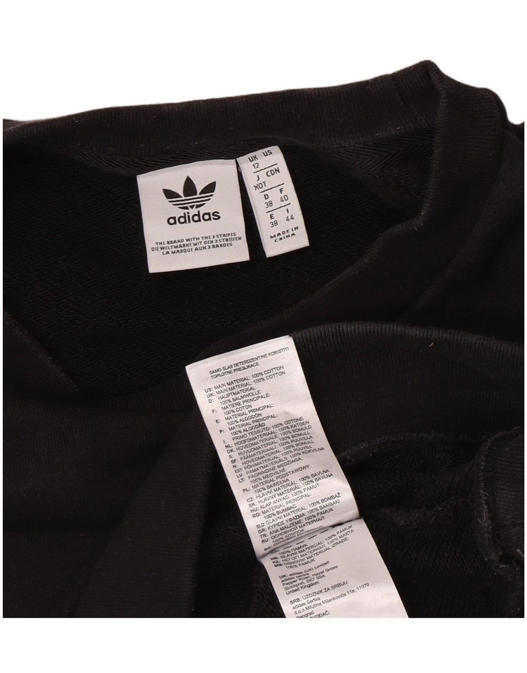 Женский джемпер оверсайз с рисунком Adidas UK 12, средний черный, хлопок