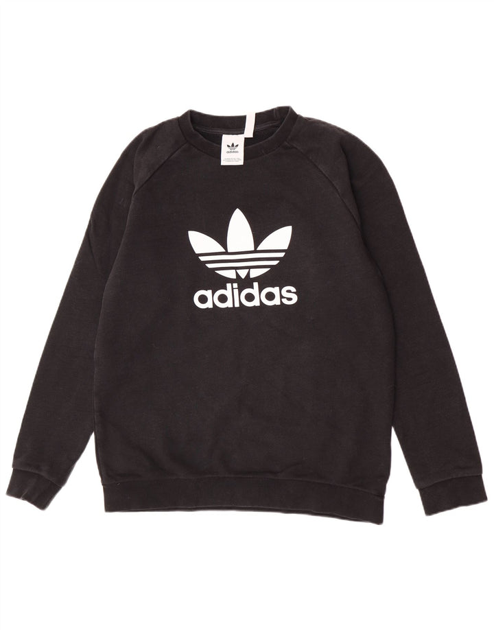 Мужской свитшот Adidas с рисунком, хлопковый джемпер среднего размера, черный