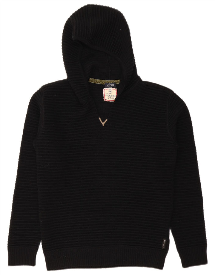 Женский джемпер с капюшоном Armani Jeans UK 14, средний, черный, шерсть