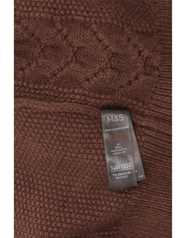 Женский джемпер с высоким воротником Marks & Spencer, Великобритания, 10, маленький, коричневый, акрил