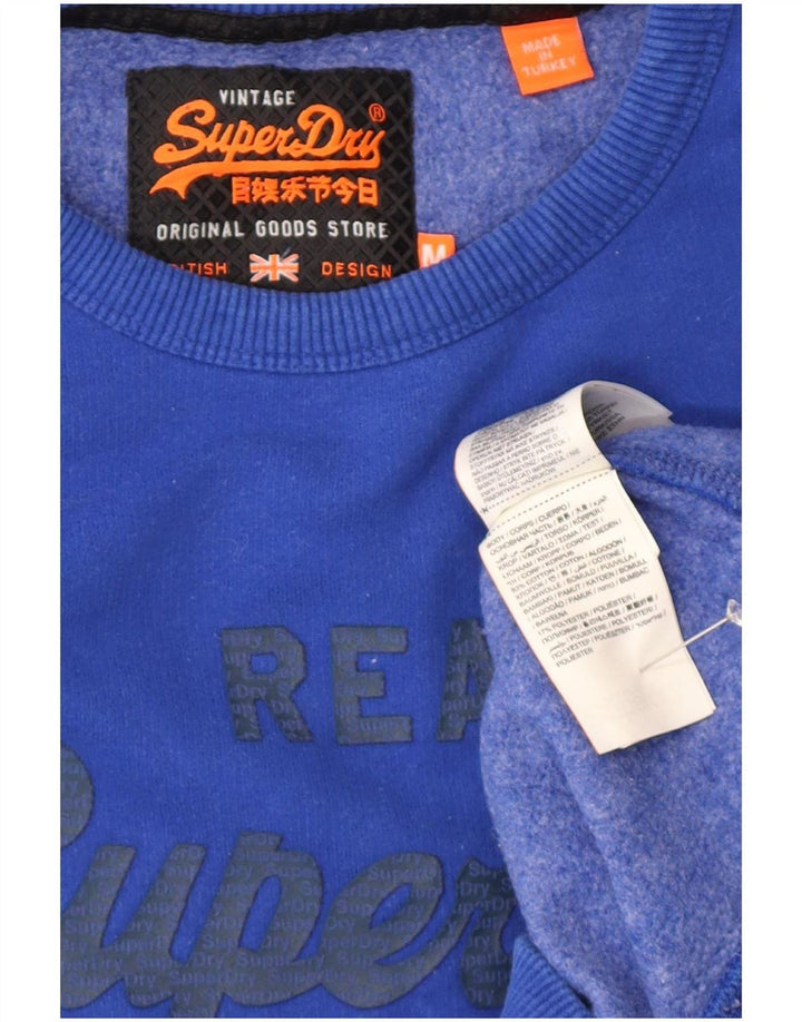 Мужской свитшот с рисунком Superdry, хлопковый джемпер среднего синего цвета