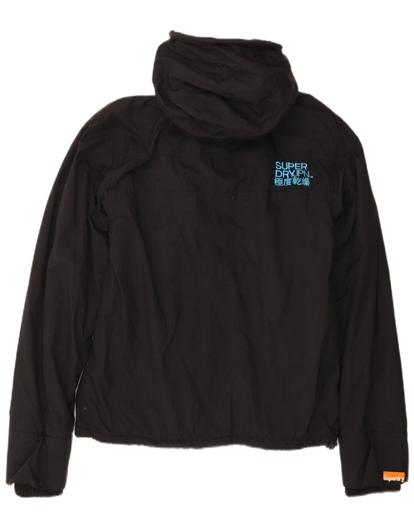 SUPERDRY Женская ветровка с капюшоном UK 16, большой черный нейлон