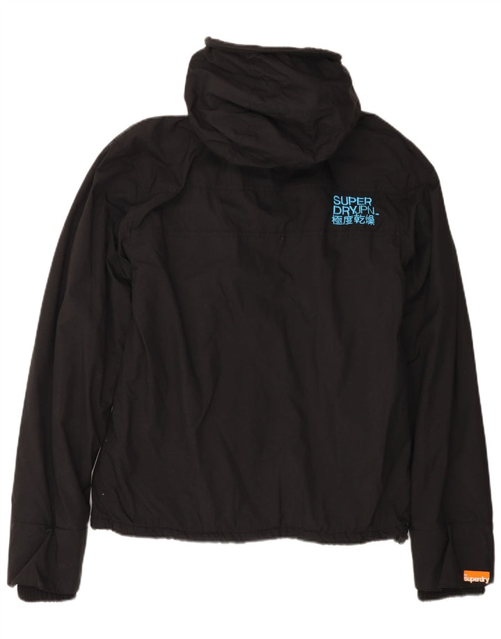 SUPERDRY Женская ветровка с капюшоном UK 16, большой черный нейлон