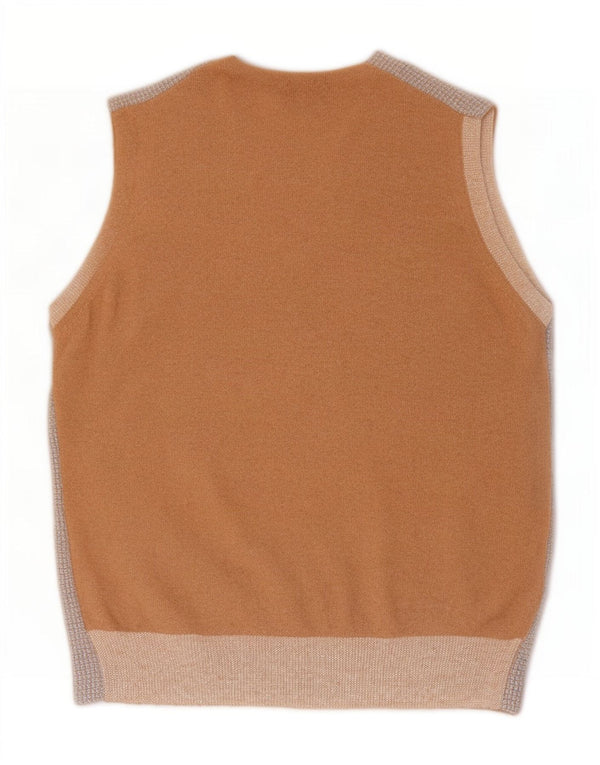Rossopuro Мужской вязаный жилет IT 50 Medium Beige Houndstooth Wool