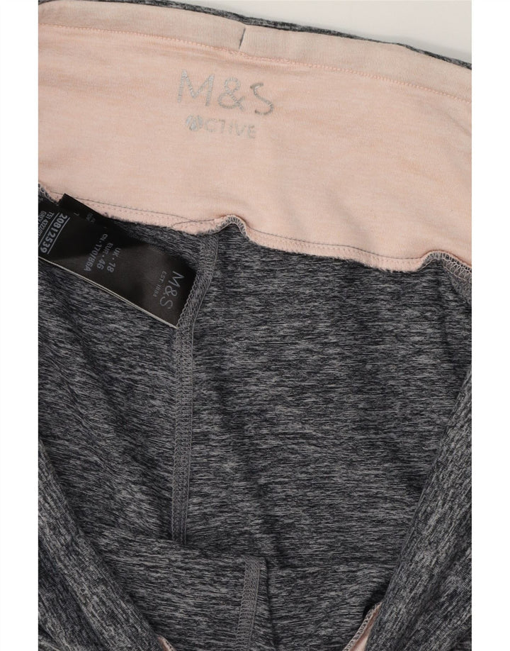 Женские леггинсы MARKS & SPENCER UK 18 XL, серые, полиэстер с цветными блоками