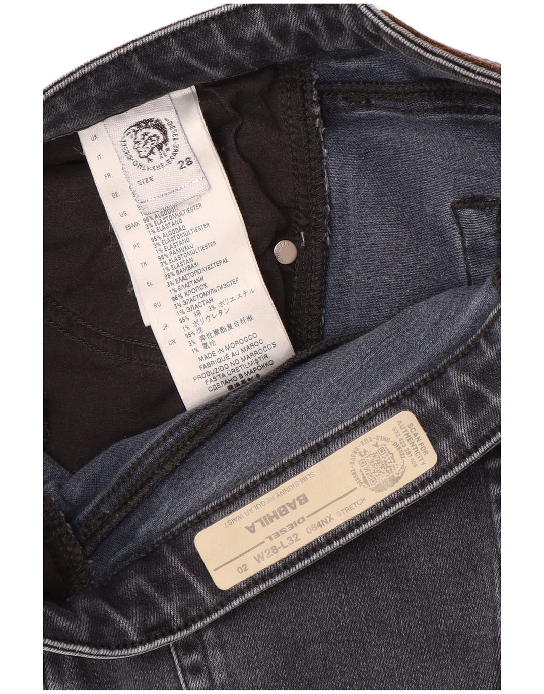 Женские узкие джинсы скинни Diesel Babhila W28 L28, синий хлопок