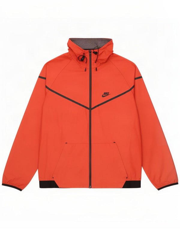 Мужская дождевик с капюшоном Nike UK 42 XL, нейлон красного цвета с цветными блоками