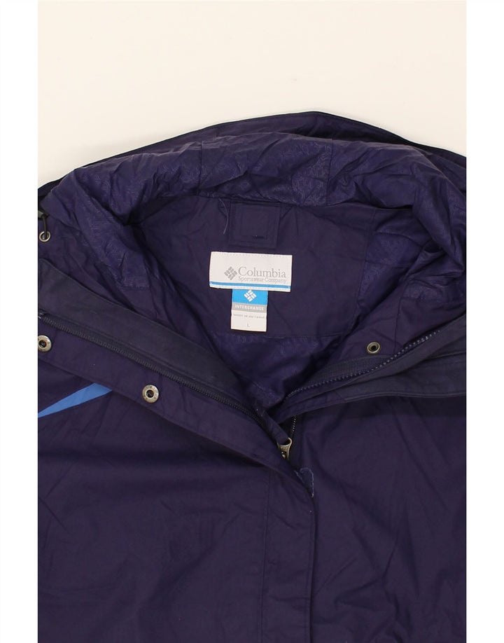 COLUMBIA Womens Omni-Shield Rain Jacket UK 16 Large Navy Blue Colourblock Vintage Columbia and Second-Hand Columbia from Messina Hembry 