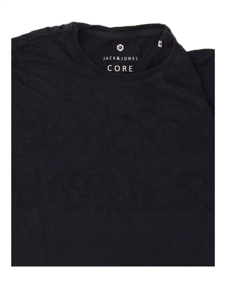 JACK & JONES Mens Graphic T-Shirt Top Medium Navy Blue Cotton Vintage Jack & Jones and Second-Hand Jack & Jones from Messina Hembry 