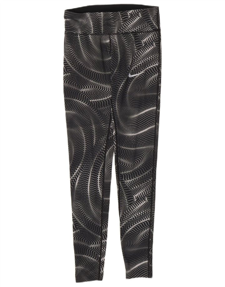 Женские леггинсы Nike Dri Fit UK 6 XS, черные полиэстер с геометрическим рисунком