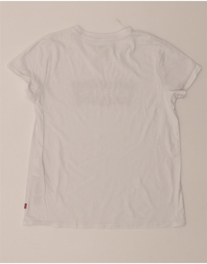 LEVI'S Womens Graphic T-Shirt Top UK 12 Medium White Cotton Vintage Levi's and Second-Hand Levi's from Messina Hembry 