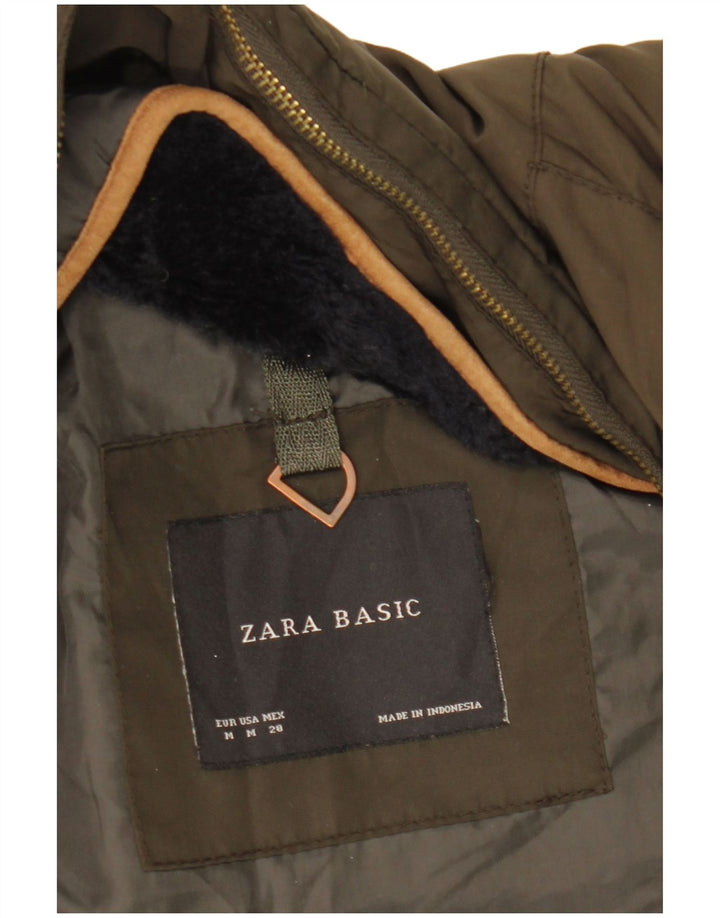 Женская стеганая куртка Zara UK 14, средний хаки