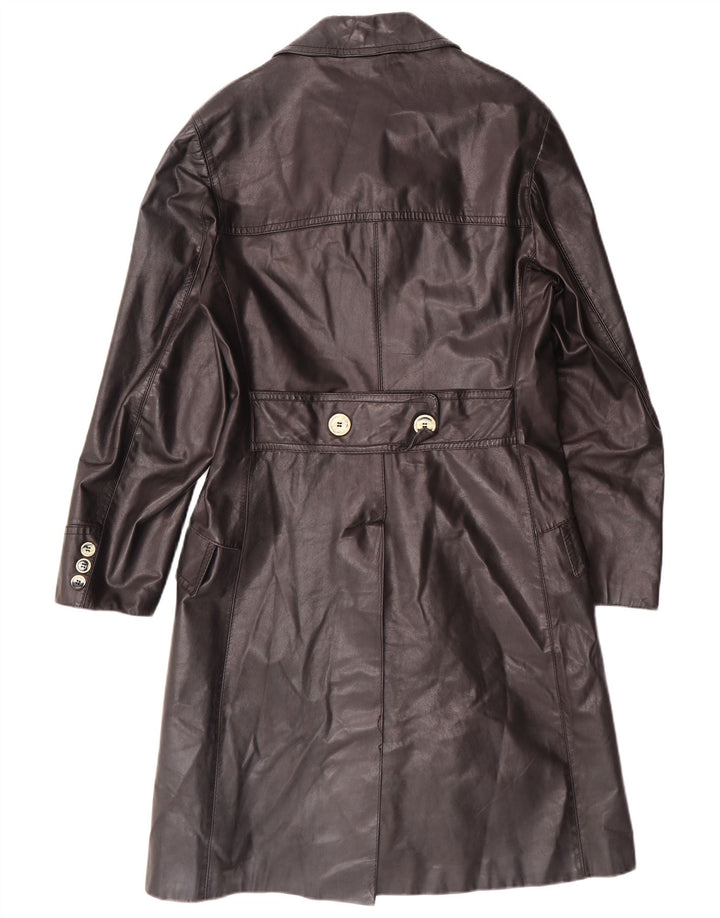 Винтажное мужское кожаное пальто IT 46 маленькое черное кожаное классическое