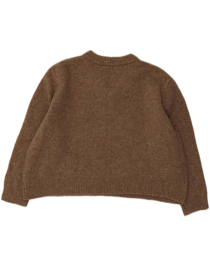 ZARA Womens Oversized V-Neck Jumper Sweater UK 14 Medium Brown Flecked