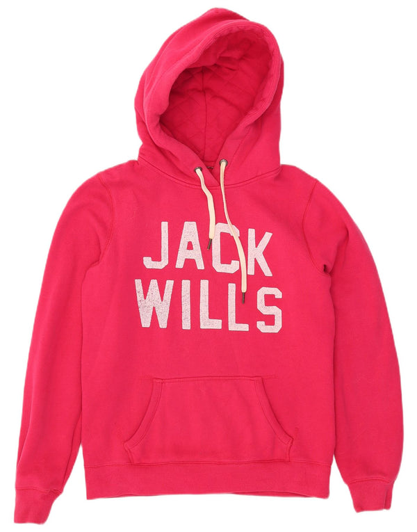 Женский джемпер с капюшоном Jack Wills UK 12, хлопок среднего розового цвета