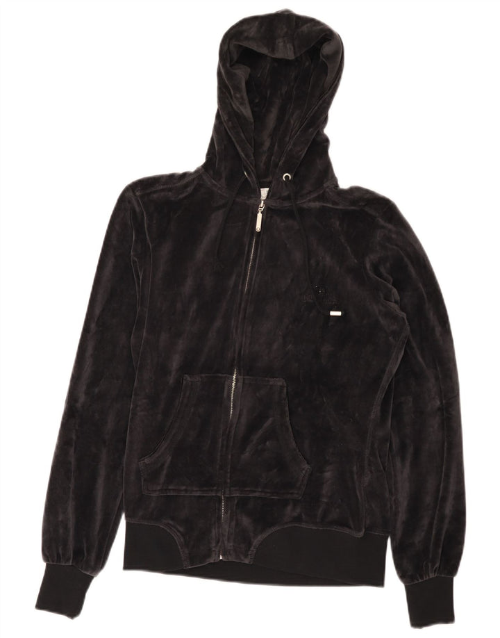 Женский велюровый свитер с капюшоном на молнии CHAMPION Heritage Fit UK 10, маленький черный цвет