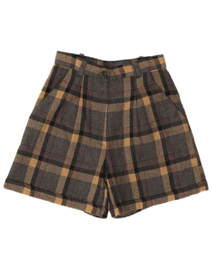 Женские широкие шорты чинос VINTAGE IT 42 Medium W28 Серые в клетку