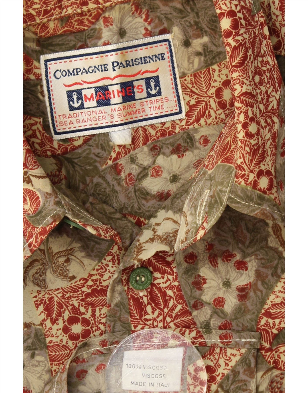 COMPAGNIE Мужская рубашка с коротким рукавом, большой цвет хаки, вискоза