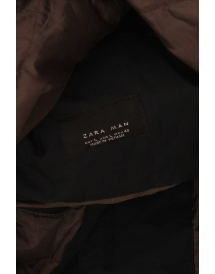 Мужское стеганое пальто Zara UK 40, большое черное