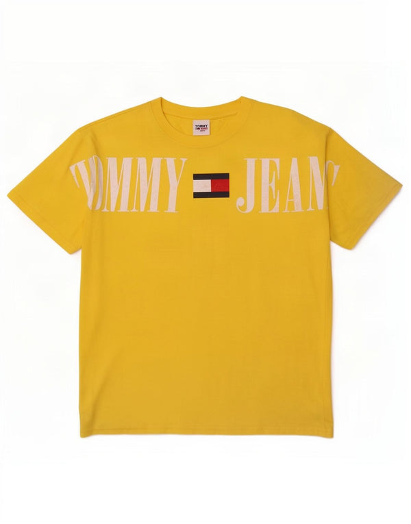 Мужская футболка с рисунком Tommy Hilfiger, хлопковый топ среднего желтого цвета