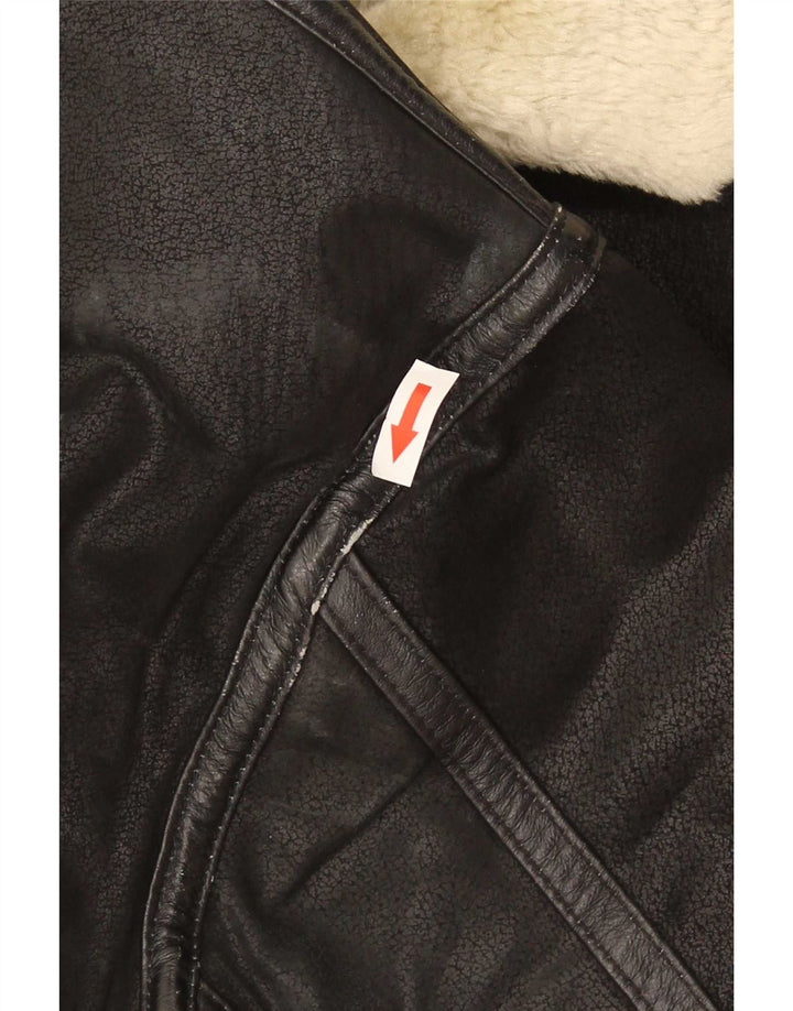 Мужская короткая дубленка Conbipel UK 42 XL черная кожаная