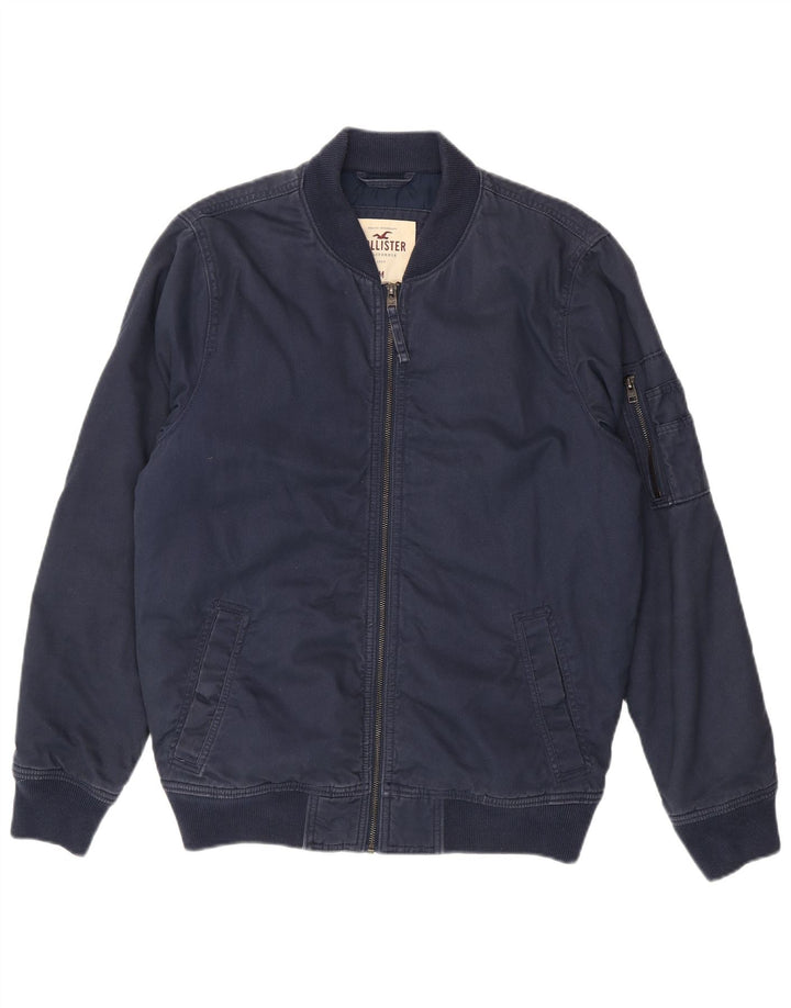 Мужская куртка-бомбер Hollister UK 38, средний темно-синий хлопок