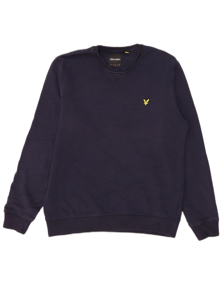 Мужской свитер Lyle & Scott, большой темно-синий хлопковый джемпер