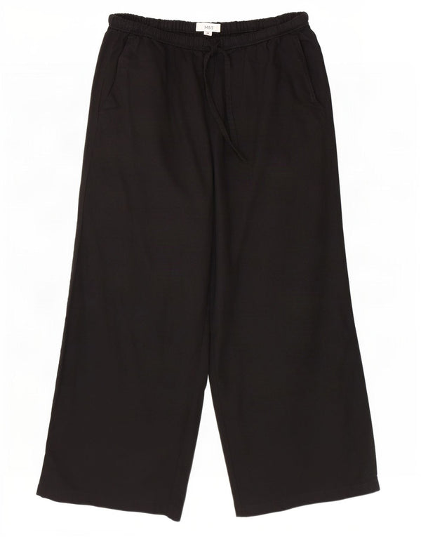 Marks & Spencer Womens High Waist Cropped Trousers UK 14 Large W32 L24 Blac
