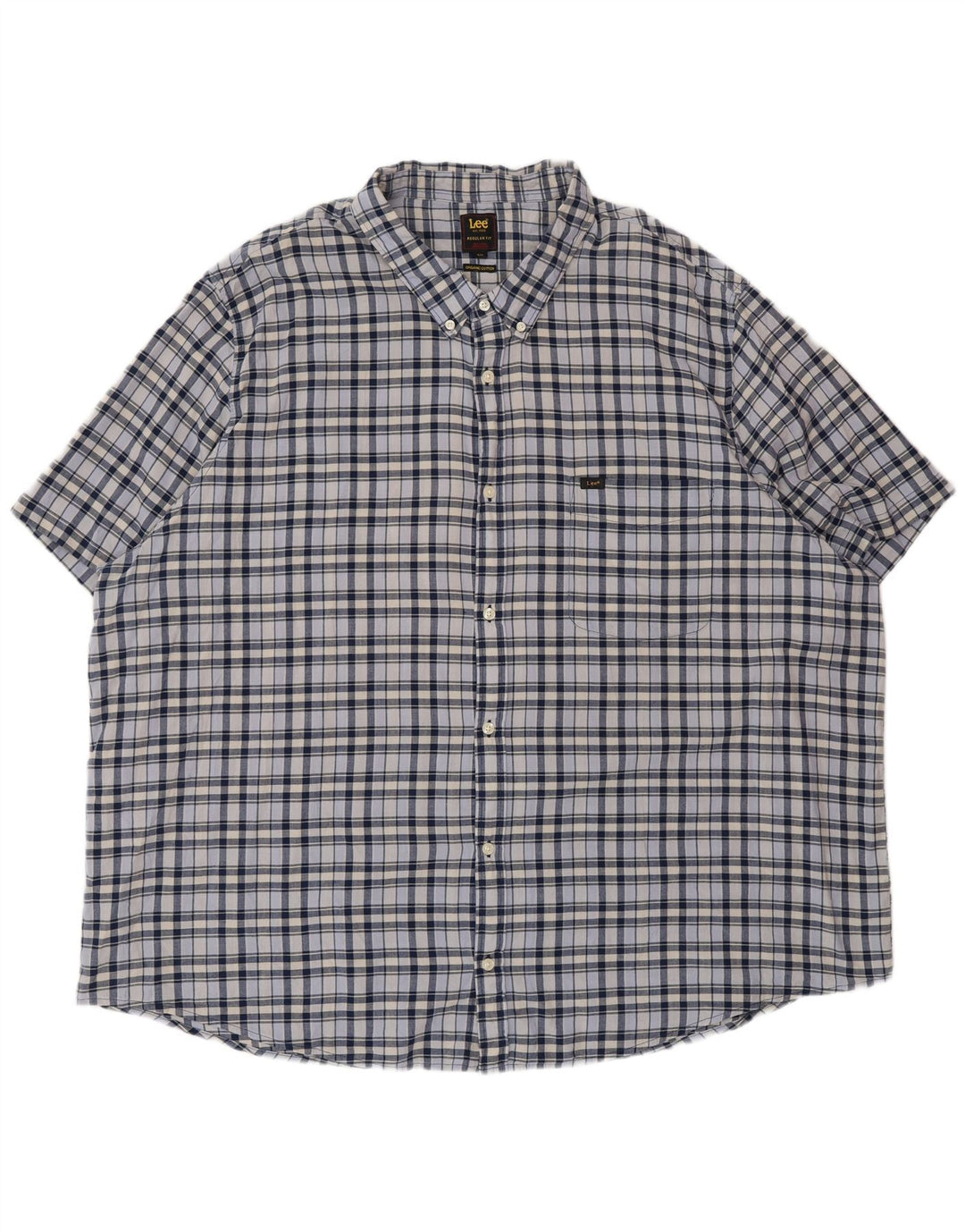 Lee Мужская рубашка обычного кроя с коротким рукавом 5XL, синяя клетка, хлопок