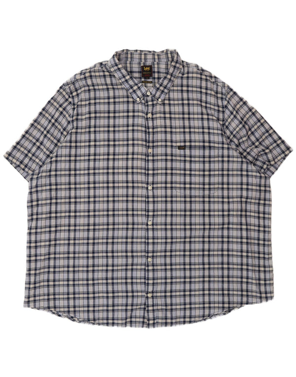 Lee Мужская рубашка обычного кроя с коротким рукавом 5XL, синяя клетка, хлопок