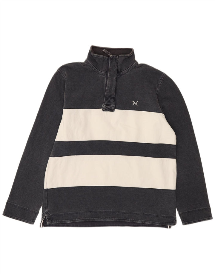 Crew Clothing Мужской свитшот с воротником на молнии, джемпер среднего размера, темно-синий в полоску