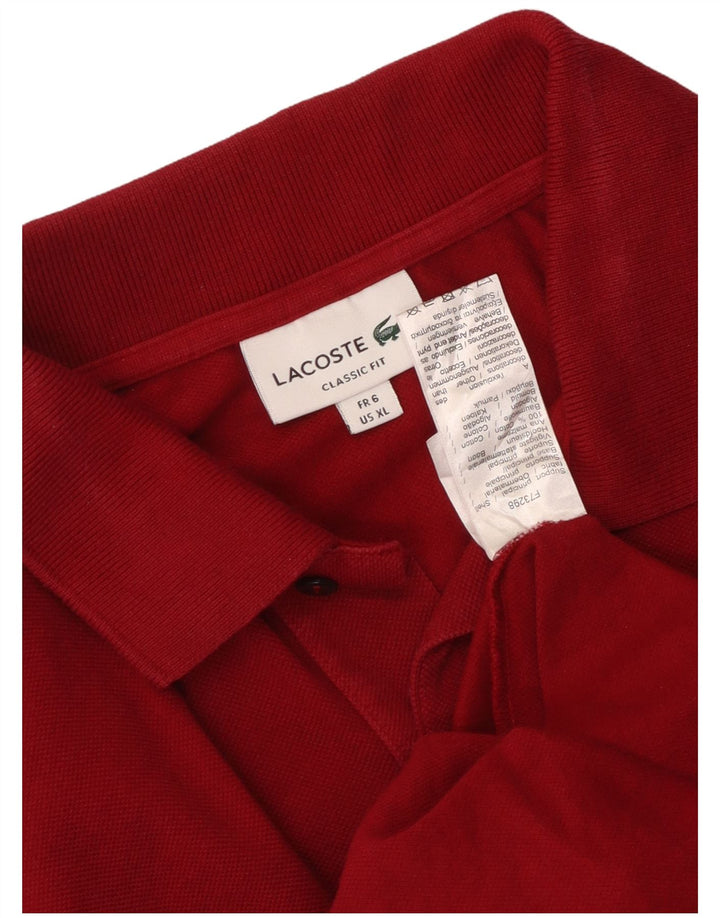 LACOSTE Мужская рубашка поло классического кроя, размер 6 XL, красный хлопок