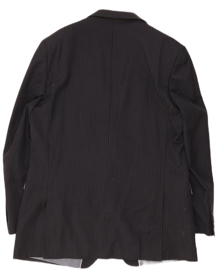 Мужской длинный пиджак Marks & Spencer UK 44 XL темно-синий в тонкую полоску