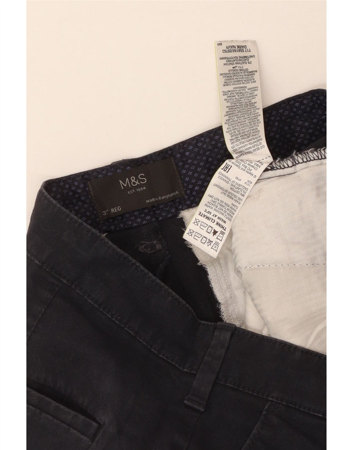 Мужские шорты чинос MARKS & SPENCER стандартного кроя W32, средний темно-синий, хлопок