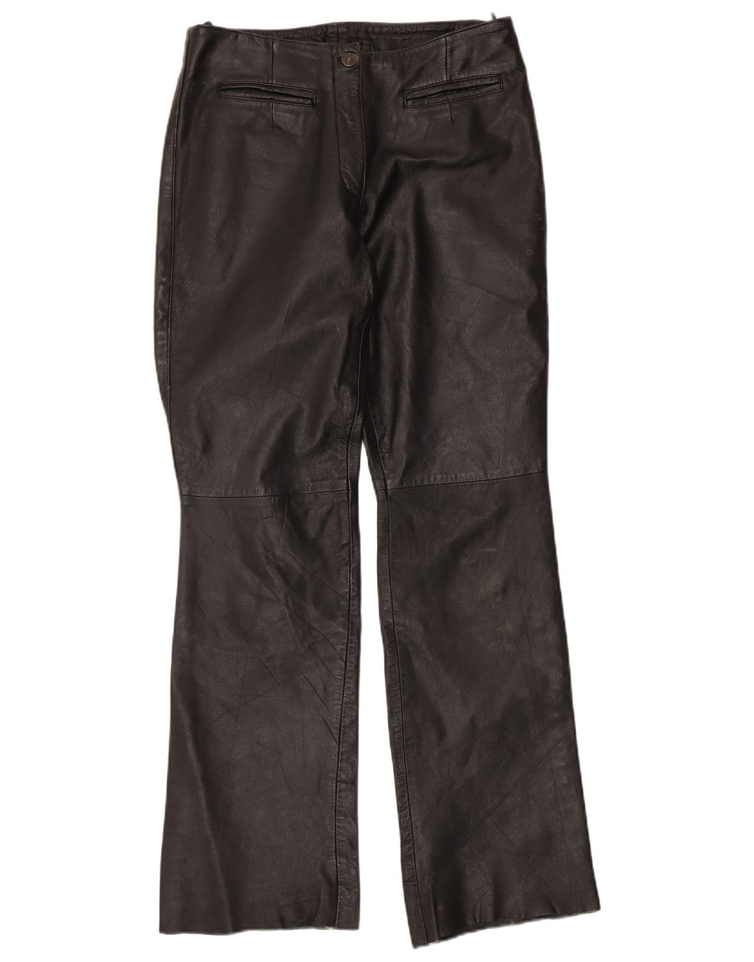 ВИНТАЖНЫЕ женские кожаные брюки Bootcut UK 12 Medium W30 L32 Черные