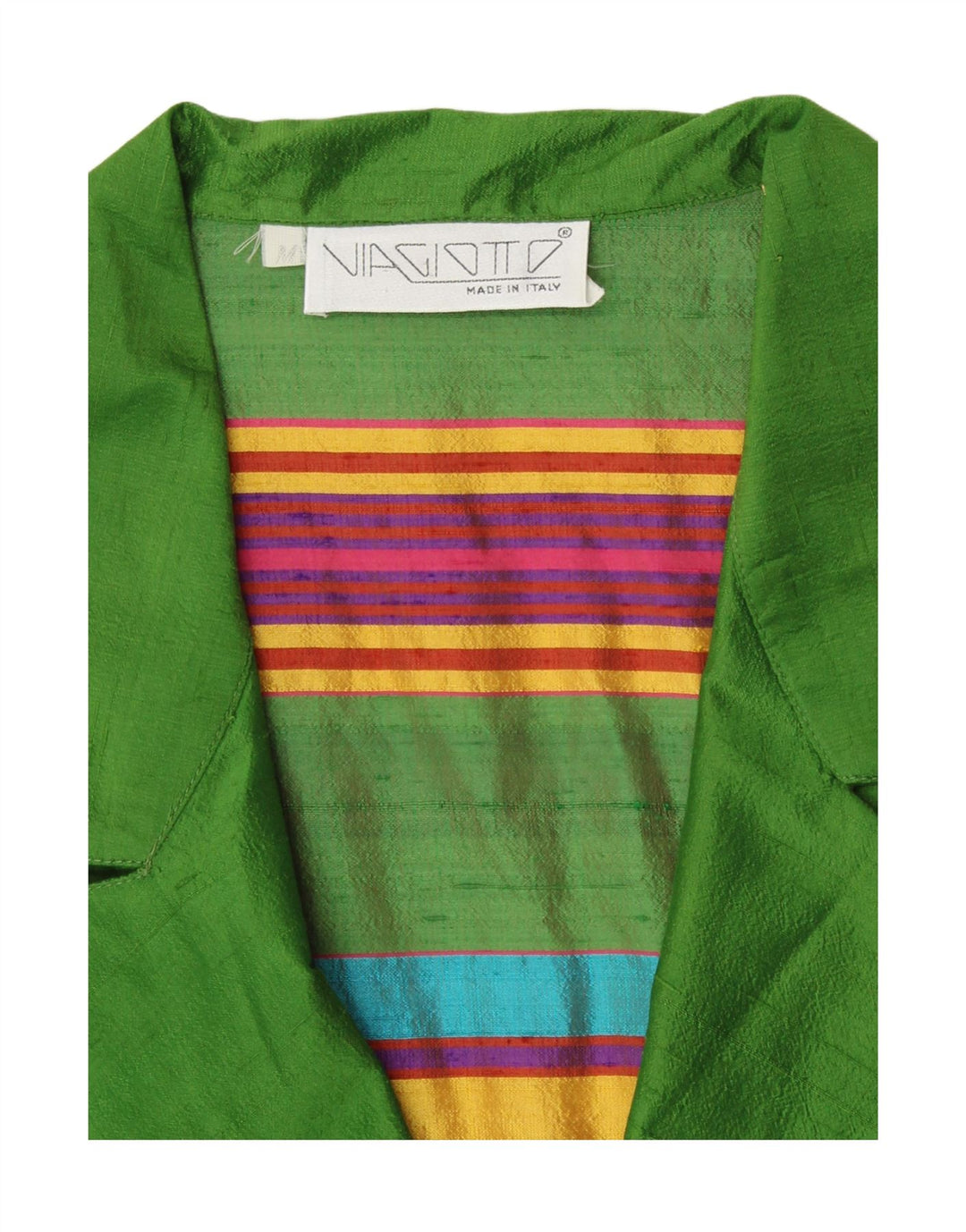 ВИНТАЖНЫЙ женский кардиган с короткими рукавами, Великобритания 12, средний зеленый в полоску, ретро