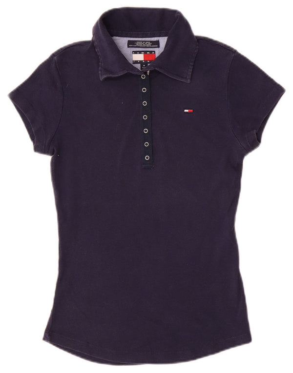 Женская рубашка-поло Tommy Hilfiger UK 12, средний темно-синий хлопок