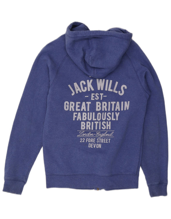 Мужской свитер с капюшоном и молнией с графическим рисунком Jack Wills XS, синий хлопок