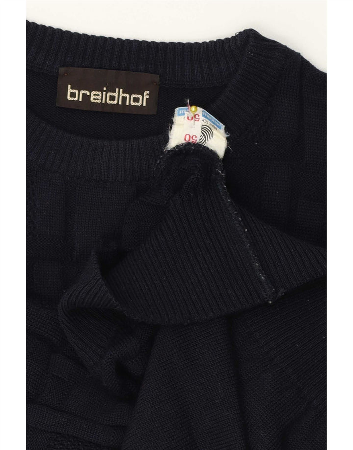 Мужской джемпер с круглым вырезом Breidhof IT 50, средний темно-синий, новая шерсть