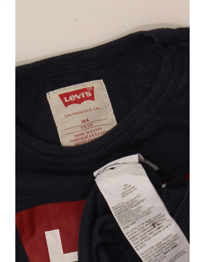 Джемпер с рисунком Levi's для девочек 15–16 лет, темно-синий, хлопок
