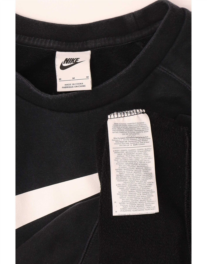 Мужской свитшот с рисунком Nike Swoosh, хлопковый джемпер среднего размера, черный